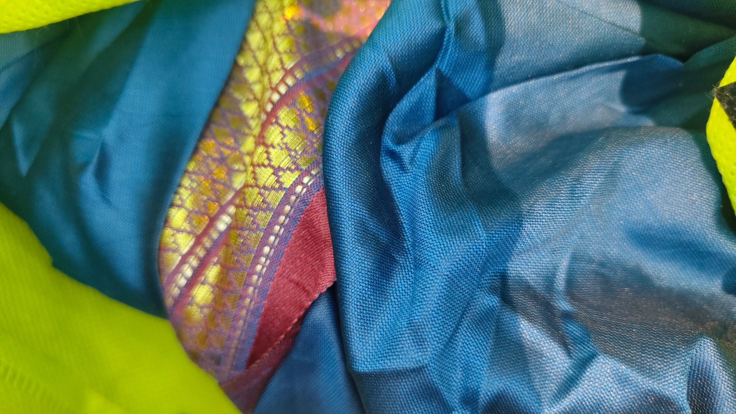 Close-up of colorful saree fabric texture